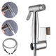 Handheld Bidet Sprayer for Toilet- Satin Nickel Stainless Steel Toilet Sprayer with T- Valve