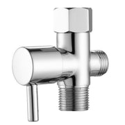 T Valve for Bidet with Shut-off Valve, Brass Chrome Bidet T Adapter for Toilet 7/8” X 7/8” X 1/2 or 3/8”
