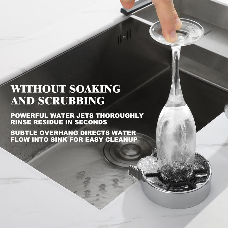 Chrome Kitchen Sink Glass Rinser, Bottle Washer for Kitchen Sink, Bar Glass Rinser Kithen Sink Accessories