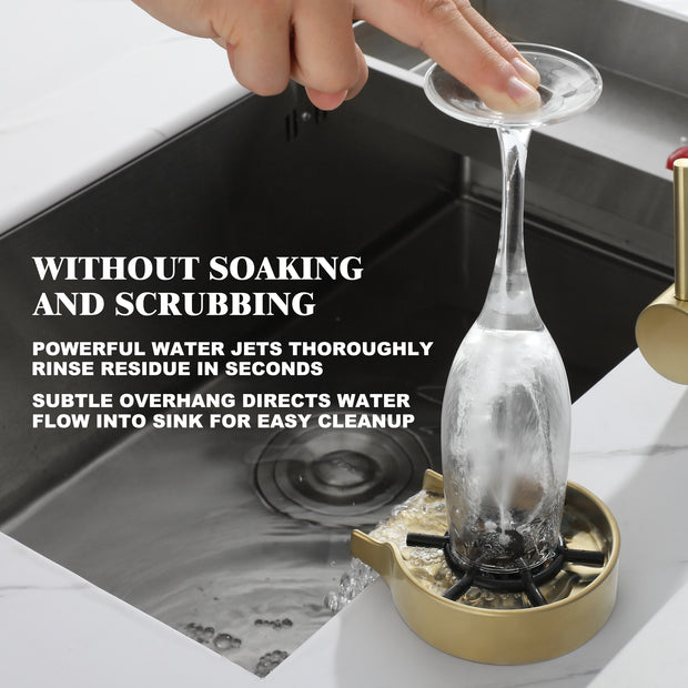 Brushed Gold Glass Rinser for Kitchen Sink, Gold Baby Bottle Washer for Sink, Cup Rinser for Ktichen Sink Accessories