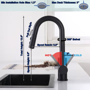 Bar Faucet with Pull Out Sprayer Single Hole Matte Black, Single Handle Stainless Steel Bar Sink Faucets with Sprayer, Modern Small Kitchen Sink Faucet with cUPC Supply Hose