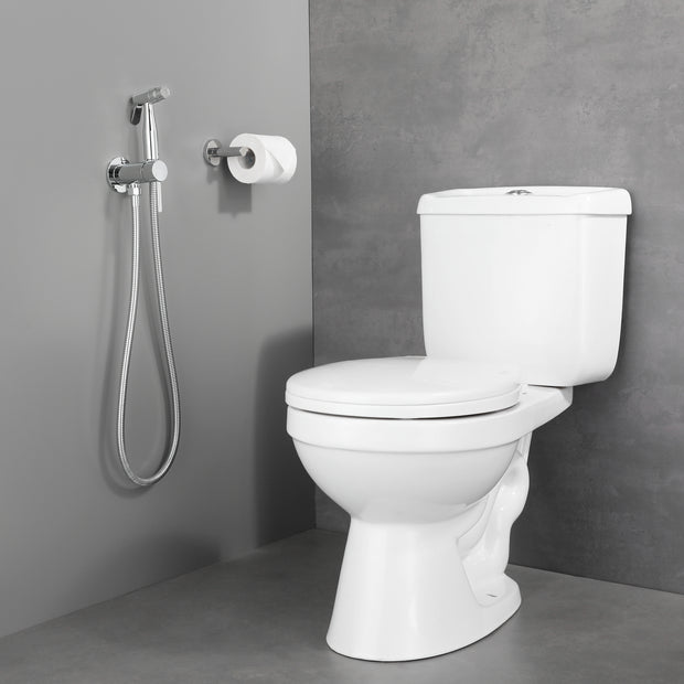 Chrome Handheld Bidet Sprayer for Toilet Warm Water, Stainless Steel Polished Silver Bidet Hand Held Sprayer with Brass Hot and Cold Mixing Valve