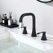3 Hole Bathroom Faucet Black, Widespread Bathroom Faucet for Sink 3 Hole with Drain and cUPC Supply Hose