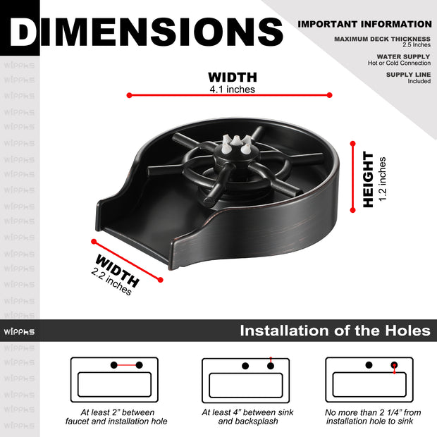 Oil Rubbed Bronze Glass Rinser for Kitchen Sink, Baby Bottle Washer Sink Accessories, Bar Cup Sprayer