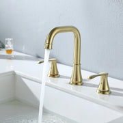 Widespread Bathroom Faucet Brushed Golde, 3 Pieces Bathroom Sink Faucet with Pop Up Drain and cUPC Supply Hose