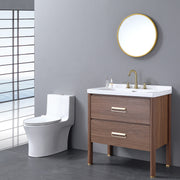 Widespread 2 handles 3 Hole Brushed Gold Bathroom Faucet for Sink with Pop Up Drain (With Over Flow) and Supply Hose