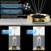 Brushed Gold Glass Rinser for Kitchen Sink, Gold Baby Bottle Washer for Sink, Cup Rinser for Ktichen Sink Accessories