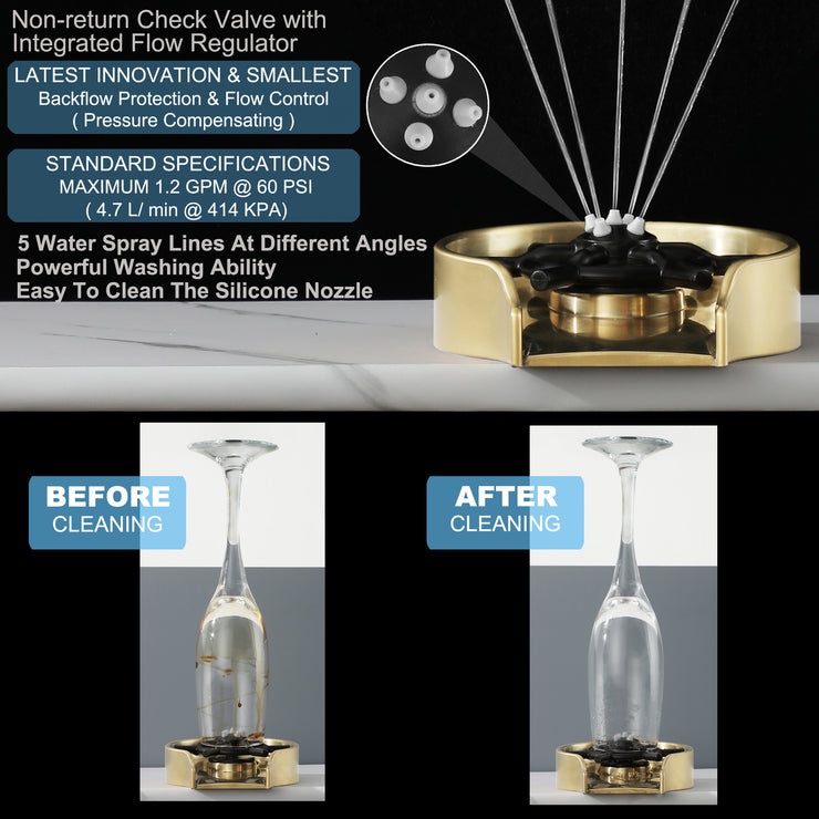 Brushed Gold Glass Rinser for Kitchen Sink, Gold Baby Bottle Washer for Sink, Cup Rinser for Ktichen Sink Accessories