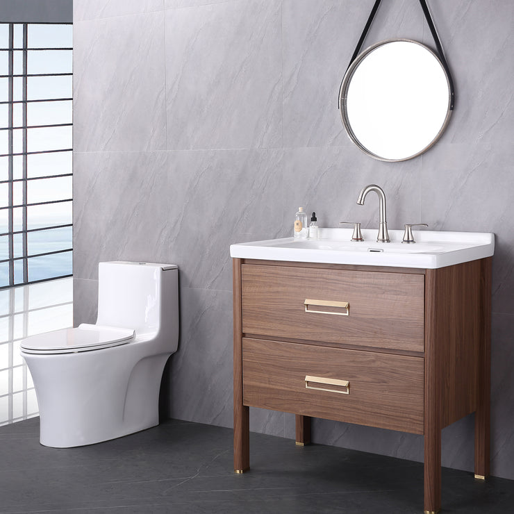 Brushed Nickel Double Handle Bathroom Faucet for Sink 3 Hole with Supply Hose and Pop Up Drain Assembly (With Over Flow)