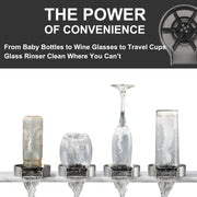 Glass Rinser for Sink Brushed Nickel, Kitchen Sink Glass Rinser, Baby Bottle Washer for Sink, Cup Rinser Kitchen Sink Accessories