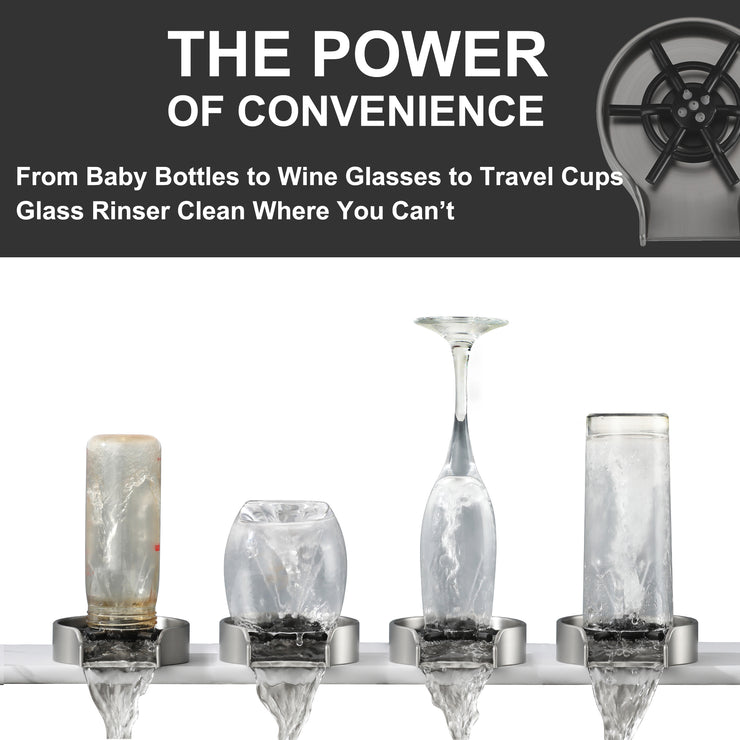 Glass Rinser for Sink Brushed Nickel, Kitchen Sink Glass Rinser, Baby Bottle Washer for Sink, Cup Rinser Kitchen Sink Accessories