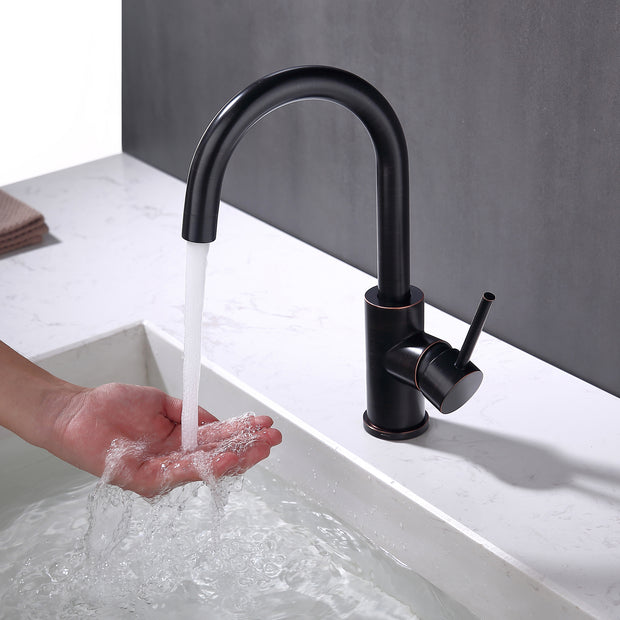 Oil Rubbed Bronze Bar Faucet Single Hole, ORB Wet Bar Faucets with Single Handle for Kitchen Sink and Mini Bar Deck Mounted