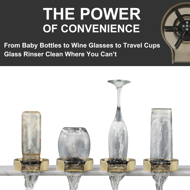 Brushed Gold Glass Rinser for Kitchen Sink, Gold Baby Bottle Washer for Sink, Cup Rinser for Ktichen Sink Accessories