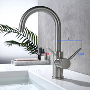 Bar Faucets Single Hole, Brushed Nickel Mini Kitchen Sink Faucets, Single Handle Lead-Free Modern Mixer Taps, Faucet for Bar Sink