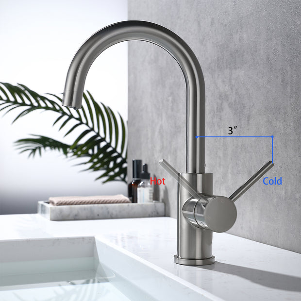 Bar Faucets Single Hole, Brushed Nickel Mini Kitchen Sink Faucets, Single Handle Lead-Free Modern Mixer Taps, Faucet for Bar Sink