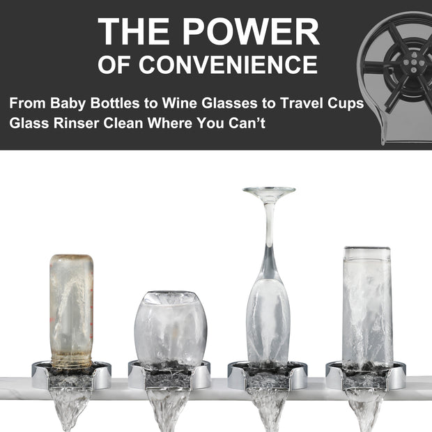 Chrome Kitchen Sink Glass Rinser, Bottle Washer for Kitchen Sink, Bar Glass Rinser Kithen Sink Accessories