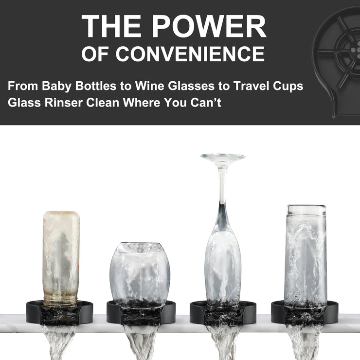 Glass Rinser for Kitchen Sink Black Matte, Baby Bottle Washer Sink Accessories, Bar Cup Rinser