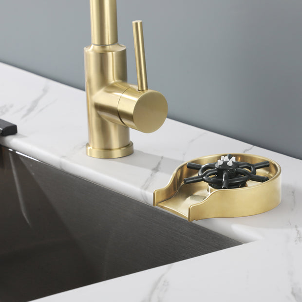 Brushed Gold Glass Rinser for Kitchen Sink, Gold Baby Bottle Washer for Sink, Cup Rinser for Ktichen Sink Accessories