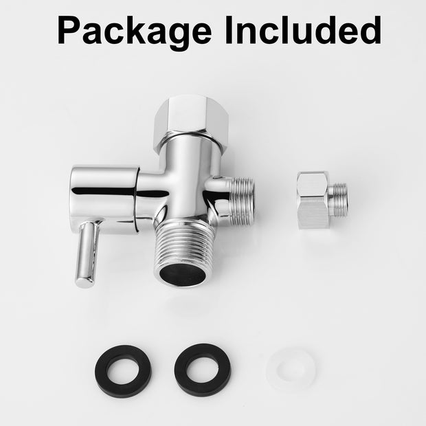 T Valve for Bidet with Shut-off Valve, Brass Chrome Bidet T Adapter for Toilet 7/8” X 7/8” X 1/2 or 3/8”