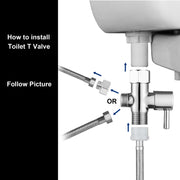 T Valve for Bidet with Shut-off Valve, Brass Chrome Bidet T Adapter for Toilet 7/8” X 7/8” X 1/2 or 3/8”