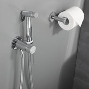 Chrome Handheld Bidet Sprayer for Toilet Warm Water, Stainless Steel Polished Silver Bidet Hand Held Sprayer with Brass Hot and Cold Mixing Valve